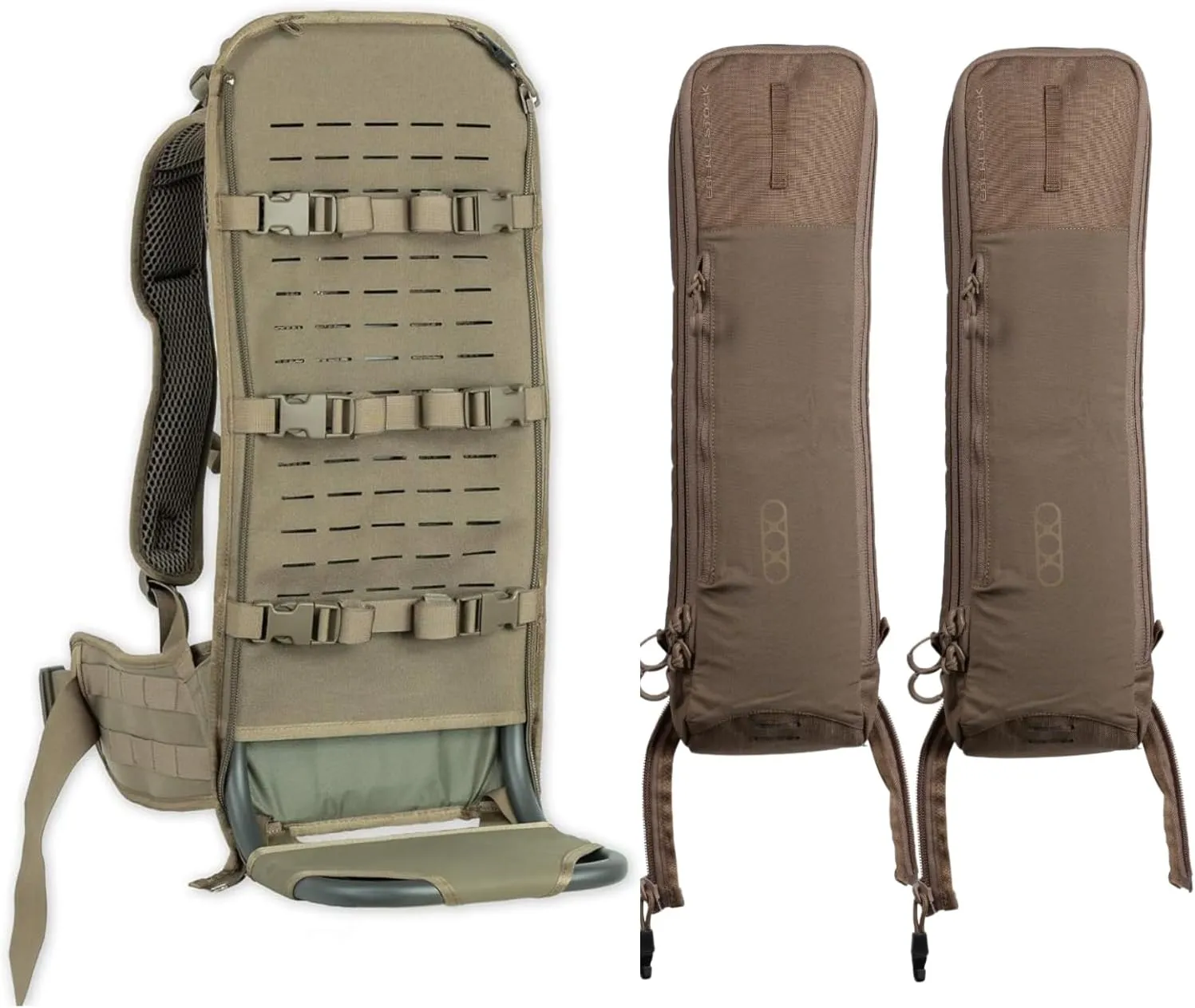 Eberlestock F1 Mainframe (Regular) and 2 Batwing Pouches Bundle - Dry Earth - The Most Versatile Pack Ever