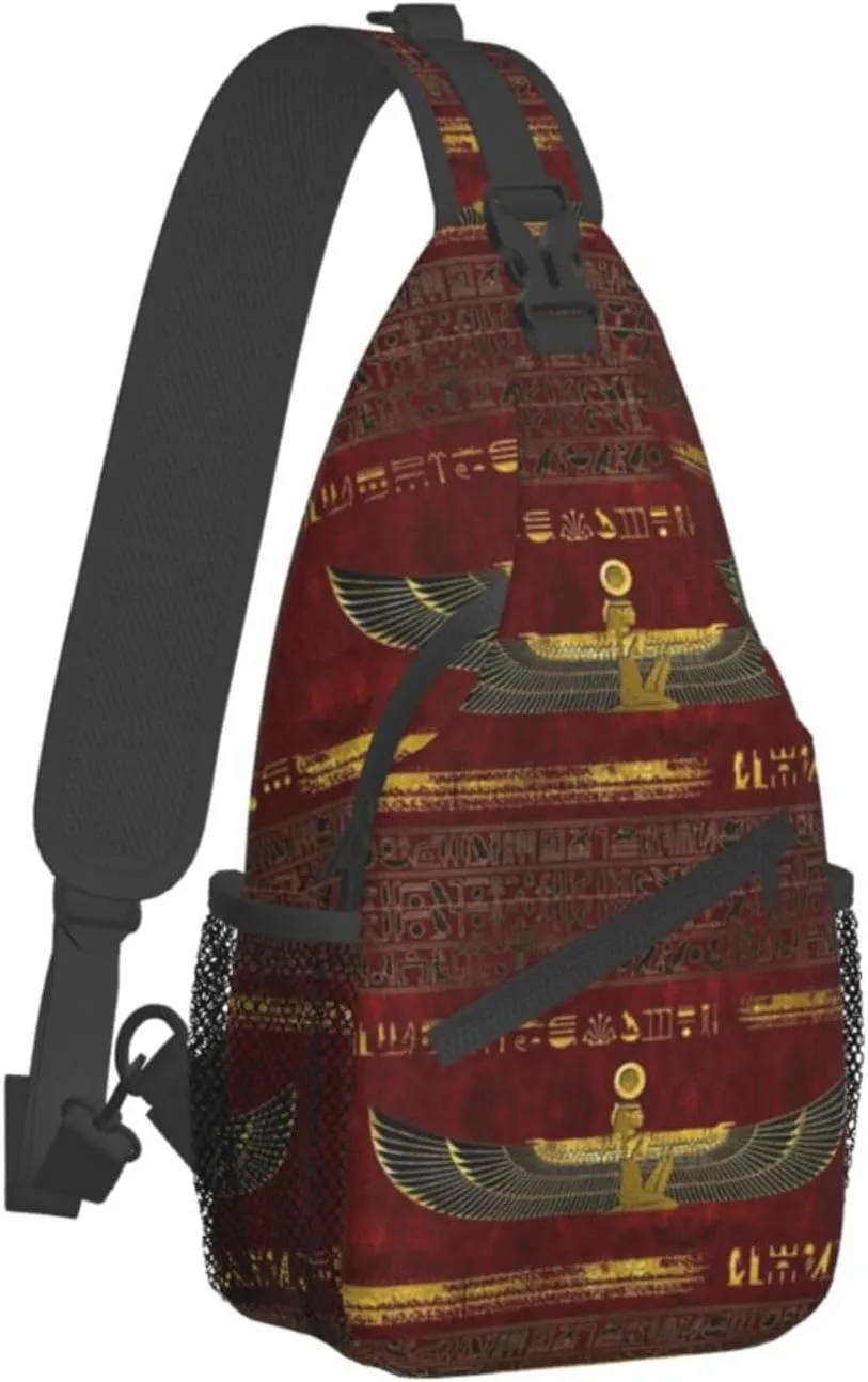 Egyptian Notes Crossbody Bag Hieroglyphs Shoulder Bag Backpack Ancient Egyptian Sling Bag Chest Casual Daypack
