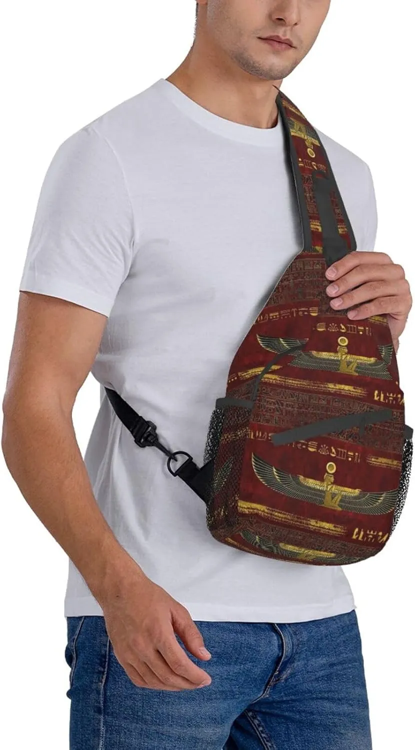 Egyptian Notes Crossbody Bag Hieroglyphs Shoulder Bag Backpack Ancient Egyptian Sling Bag Chest Casual Daypack