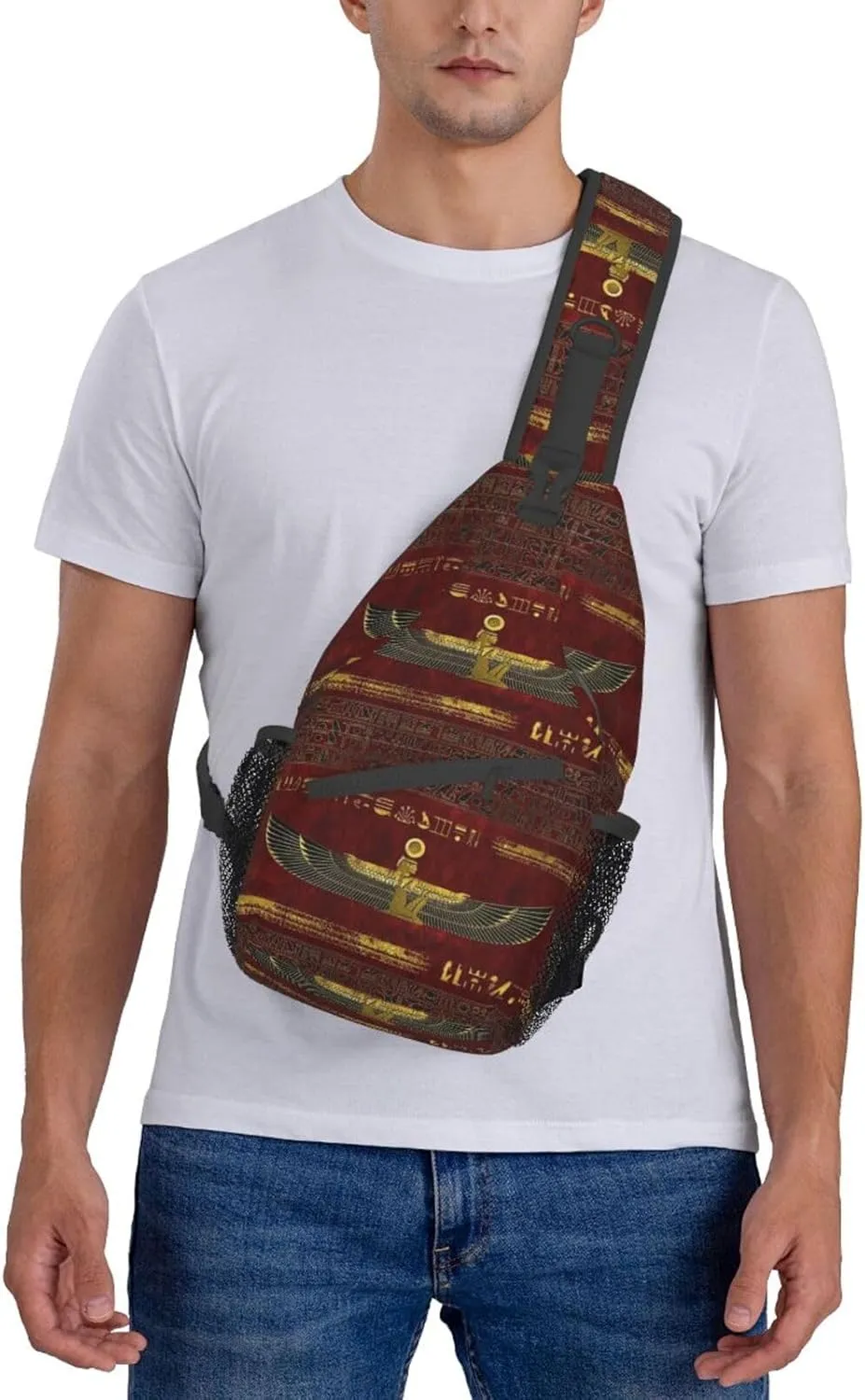 Egyptian Notes Crossbody Bag Hieroglyphs Shoulder Bag Backpack Ancient Egyptian Sling Bag Chest Casual Daypack