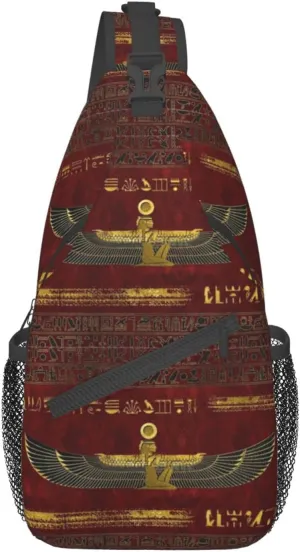 Egyptian Notes Crossbody Bag Hieroglyphs Shoulder Bag Backpack Ancient Egyptian Sling Bag Chest Casual Daypack