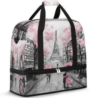 Eiffel Tower Paris France Travel Duffle Bag, Large Sports Gym Bag with Shoe Compartment, Carry on Tote Bag, Foldable Weekender Overnight Bag for Women Men （France）