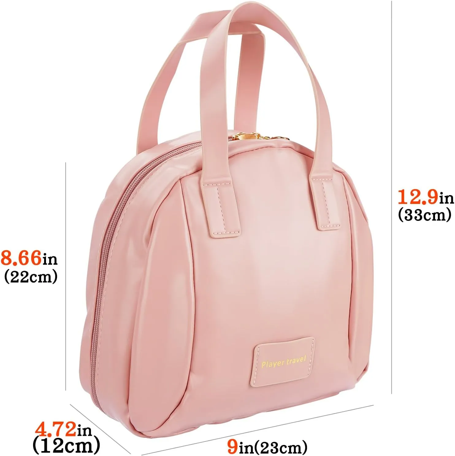 Elegant Portable Shell Cosmetic Bag Storage Bag with Handle for Women with Compartments Large Capacity Travel Makeup Bag for Storage Bag (Pink)