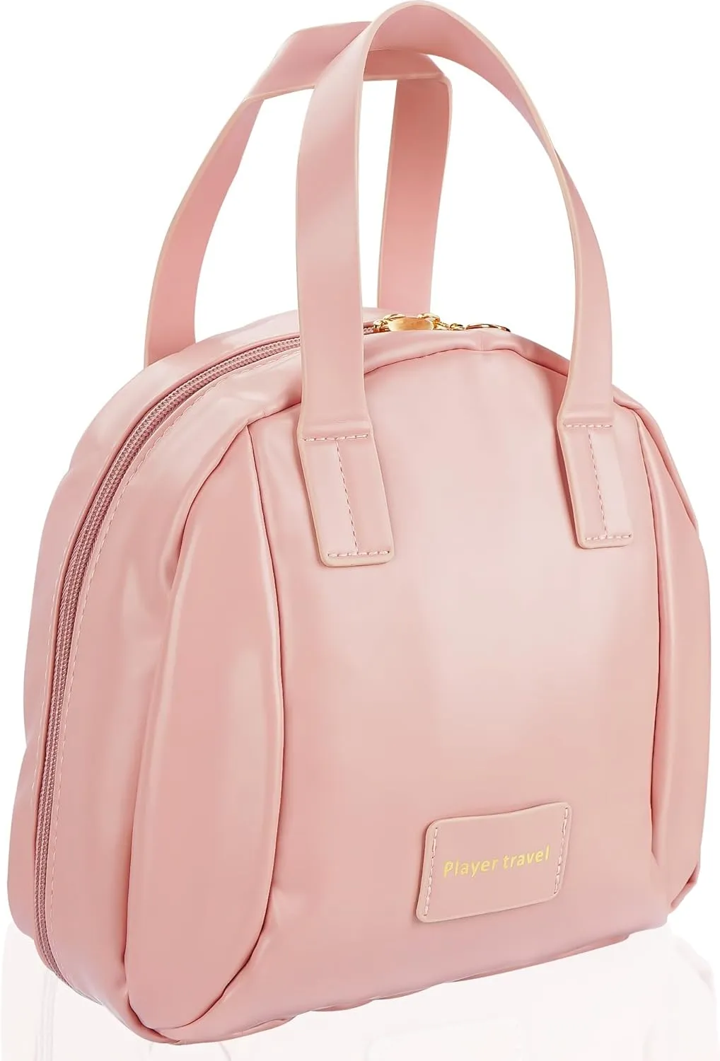 Elegant Portable Shell Cosmetic Bag Storage Bag with Handle for Women with Compartments Large Capacity Travel Makeup Bag for Storage Bag (Pink)