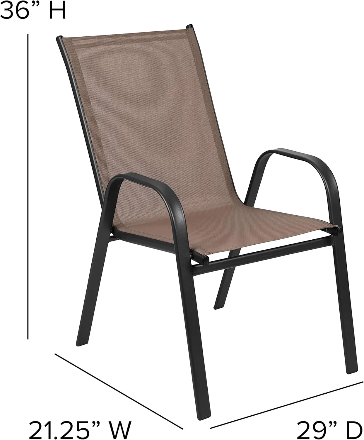 EMMA   OLIVER 4 Pack Brown Outdoor Stack Chair with Flex Comfort Material - Patio Stack Chair