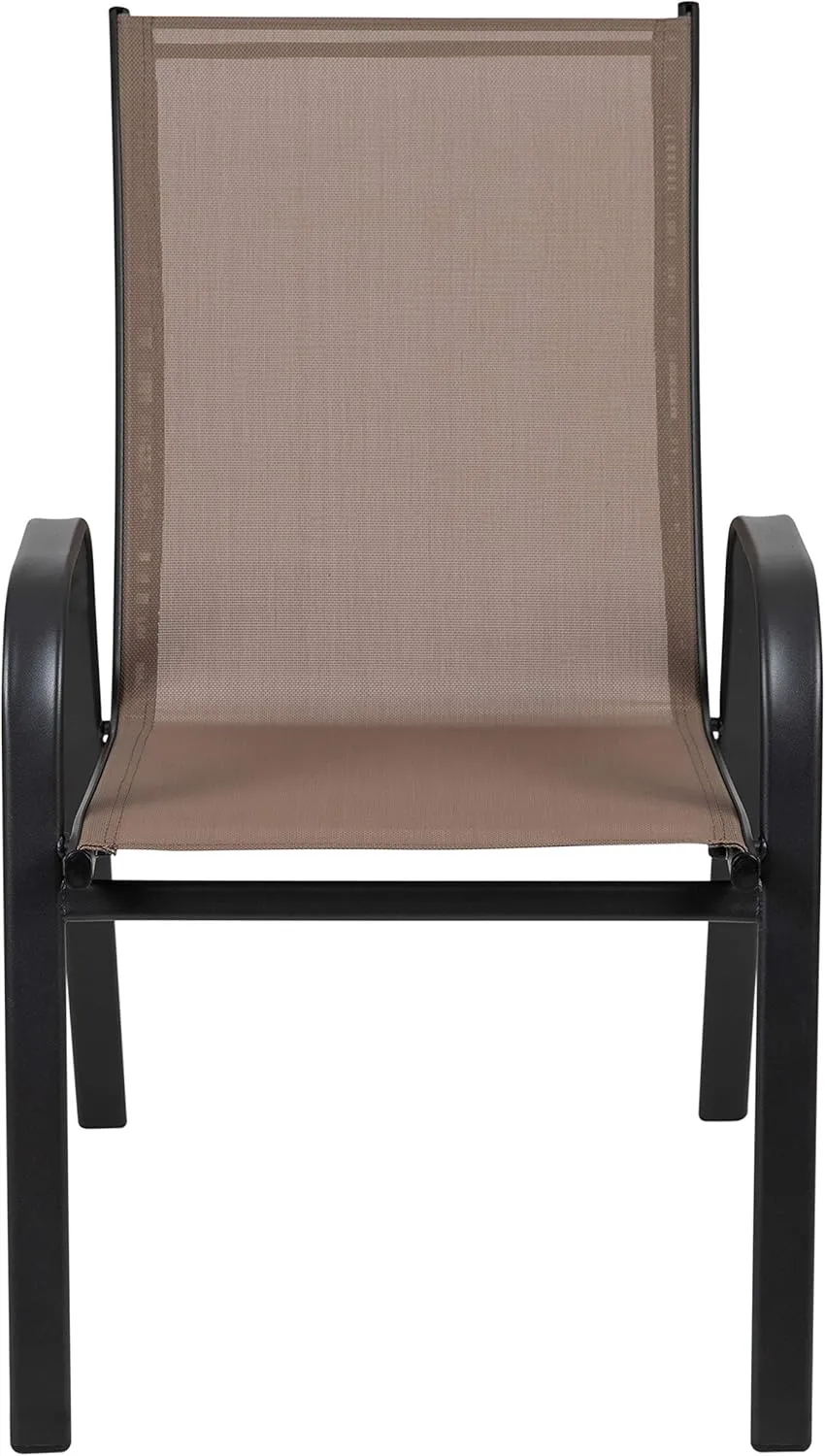EMMA   OLIVER 4 Pack Brown Outdoor Stack Chair with Flex Comfort Material - Patio Stack Chair