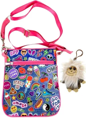 Emojicon Scented Crossbody Hip Bag & Clip-Keychain Bundle Set, Girls, Teens, Juniors