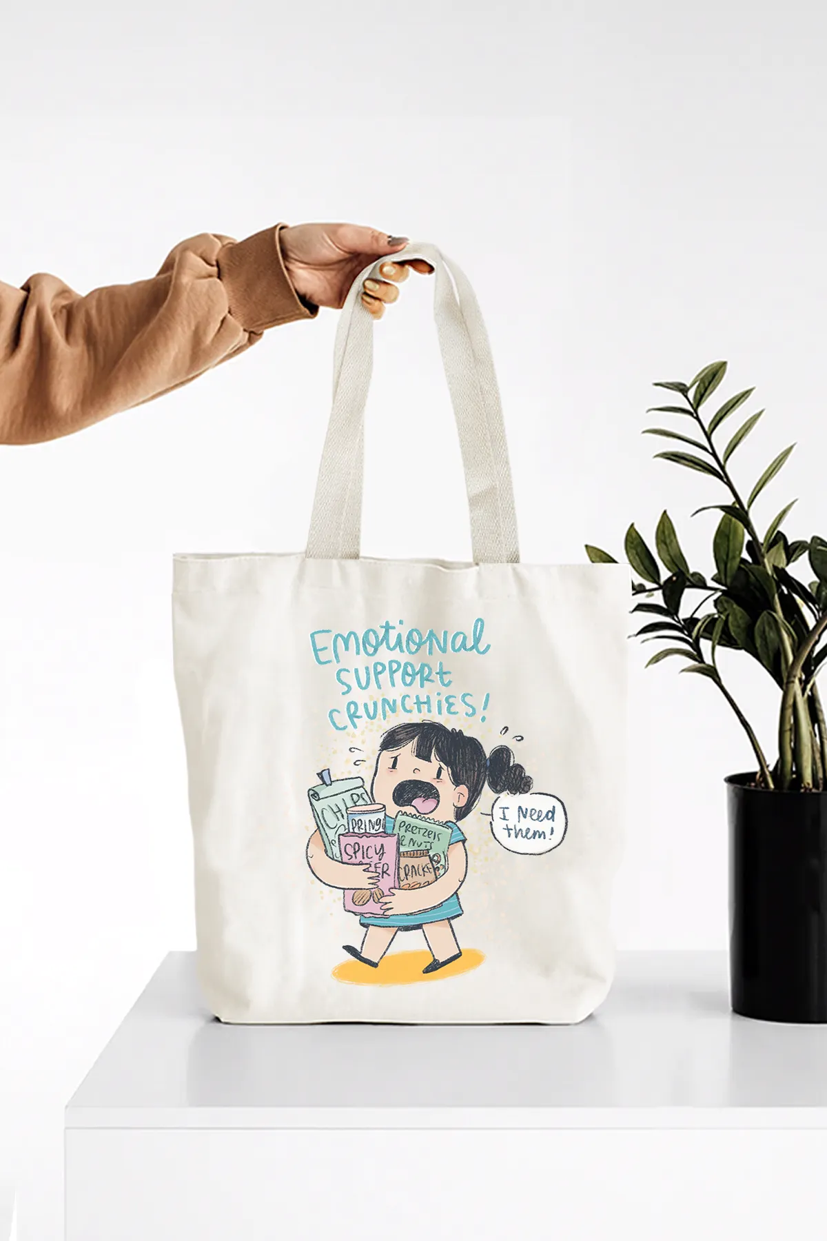 Emotional Support Crunchies Tote Bag