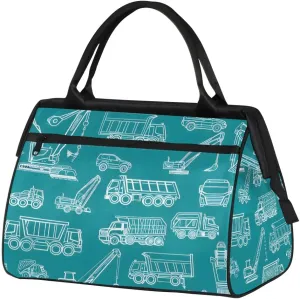 Engineering Vehicles Womens Weekender Overnight Bag Truquoise Travel Duffel Bag Wide Open 25L Carry On Tote Bag Gym Duffle Bag for Women Teen Girls