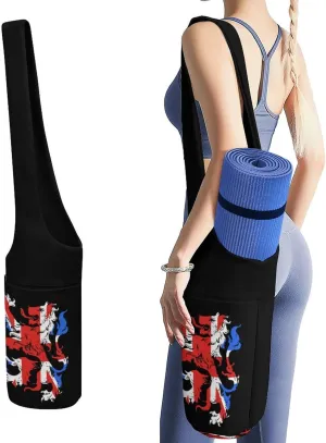 England British Lion Lightweight Yoga Mat Bag with Pockets Portable Canvas Carrying Shoulder Bags for Women Men