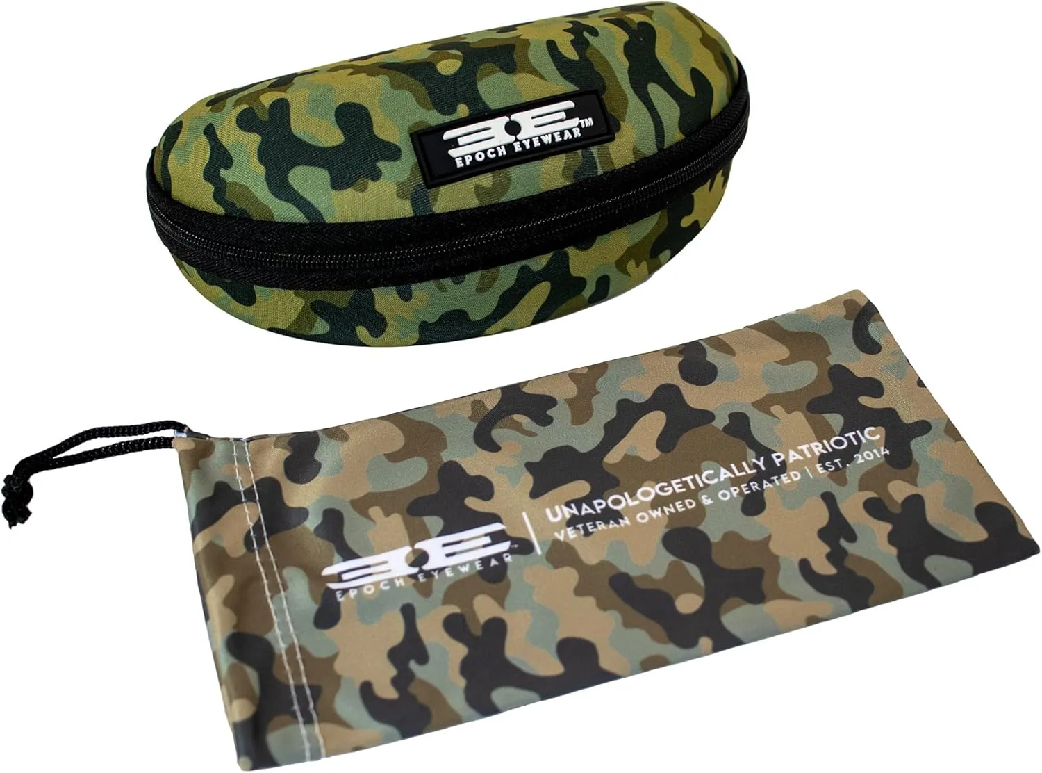 Epoch Eyewear Premium Zippered Hard Sunglasses Case and Microfiber Pouch in Camo Pattern