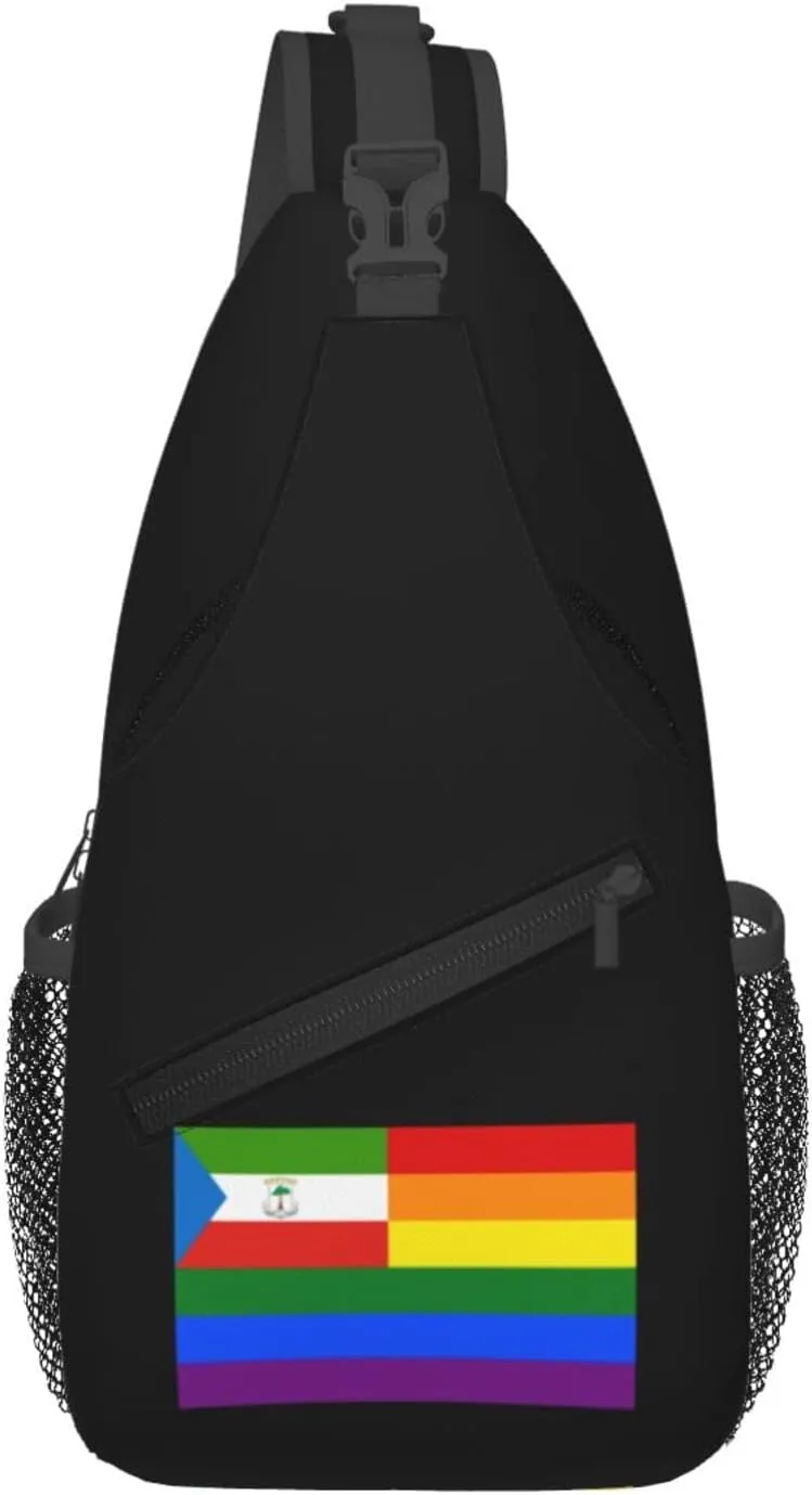 Equatorial Guinea Rainbow Flag Crossbody Bags For Women Men Chest Backpack Gym Shoulder Bag Travel Outdoor Sports Casual Crossbody Bags