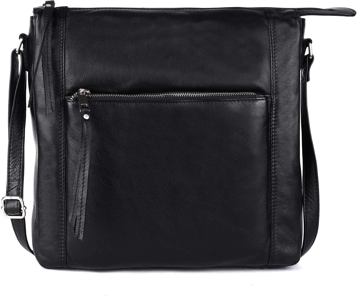 Erica Soft Napa Real Leather Large Cross body handbag-Double Zip Premium Sling Crossover Shoulder Bag for Women