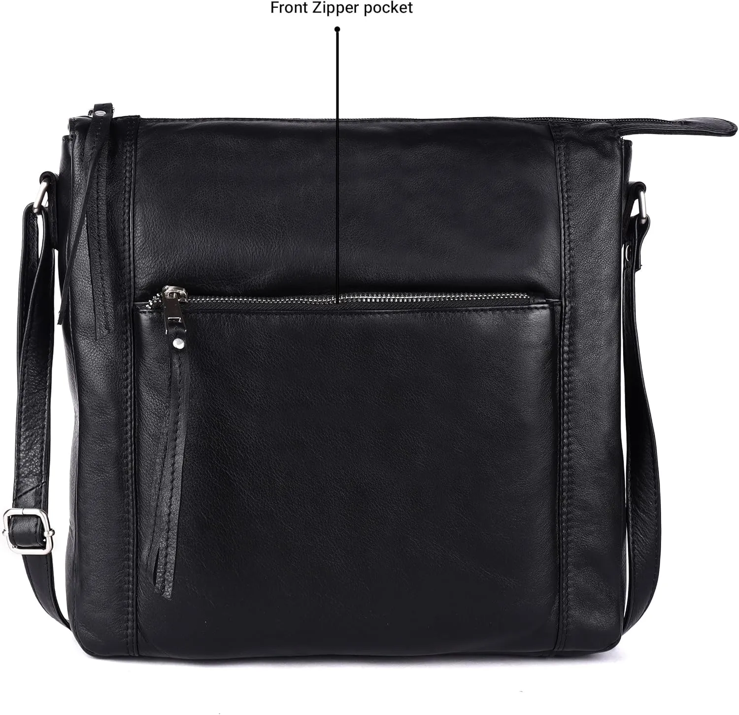Erica Soft Napa Real Leather Large Cross body handbag-Double Zip Premium Sling Crossover Shoulder Bag for Women