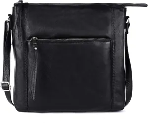 Erica Soft Napa Real Leather Large Cross body handbag-Double Zip Premium Sling Crossover Shoulder Bag for Women