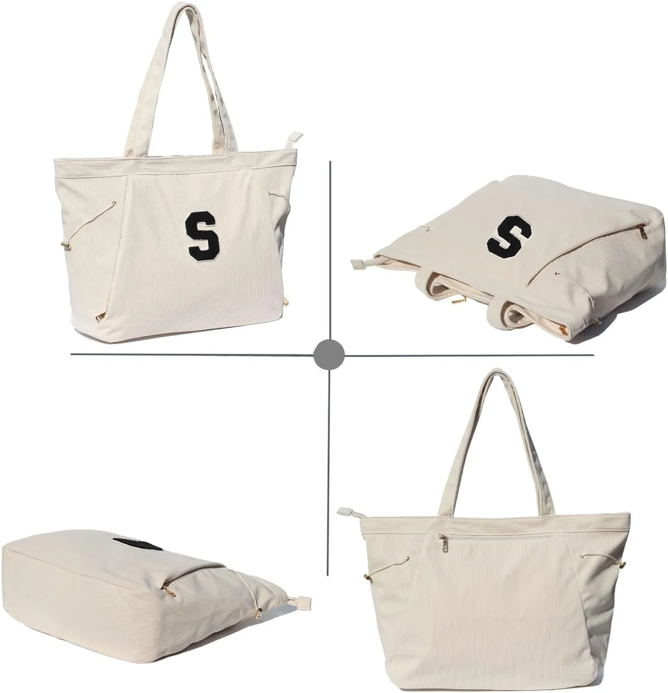 ESVAN Corduroy Yoga Tote Bag Gifts for Women Drawstring Yoga Mat Bag for Office Workout Travel Carryall Pilates Gym