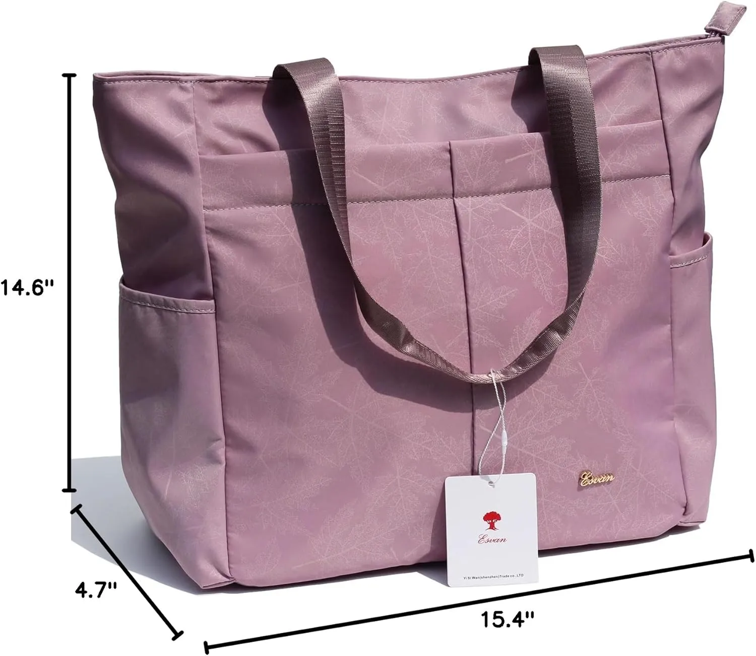 ESVAN Original Floral Tote Bag Large Shoulder Bag with Multi Pockets for Gym Travel Beach Daily Bags