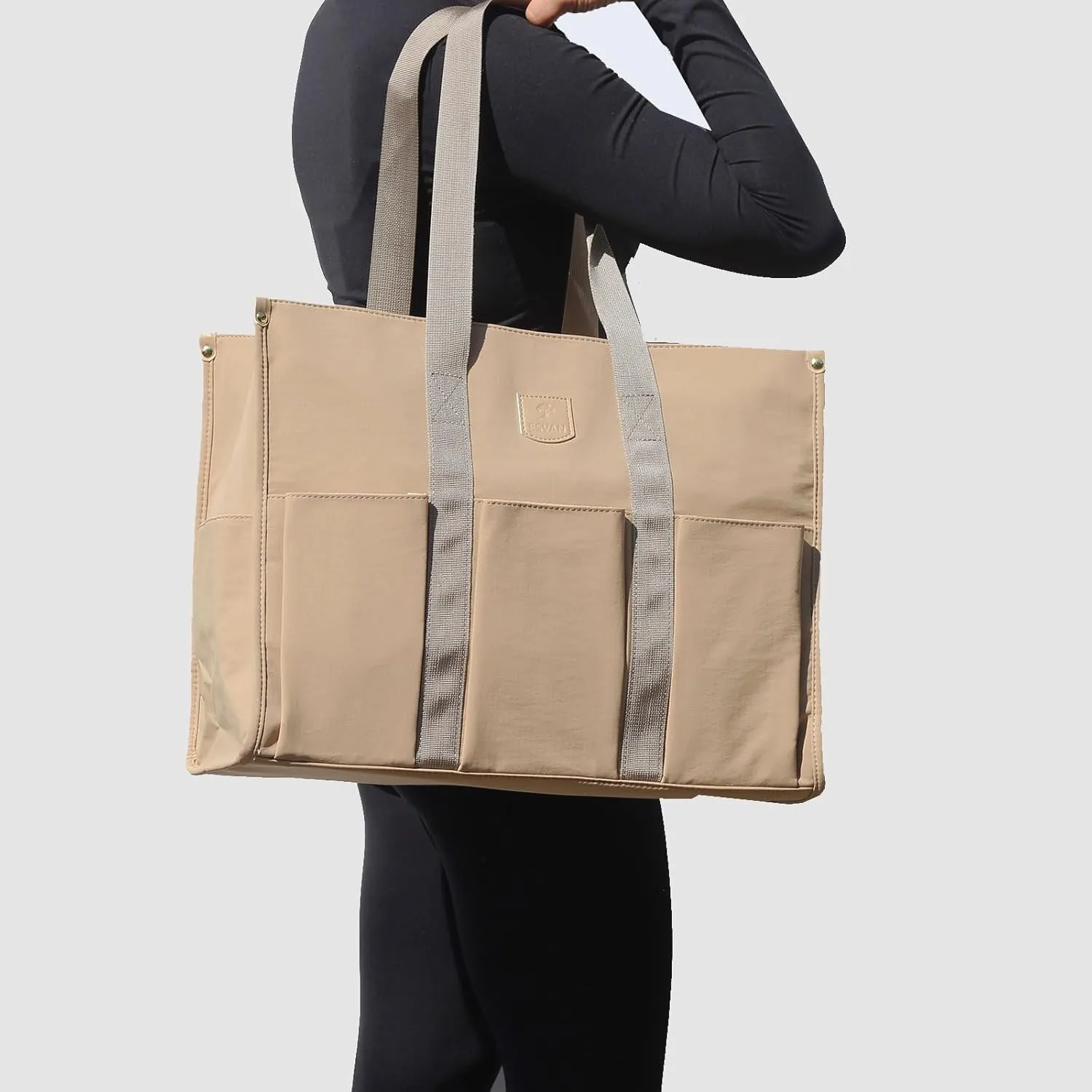 ESVAN Utility Tote Bag with Zip Top Waterproof Teacher Tote Bag for Teacher Work Women Beach