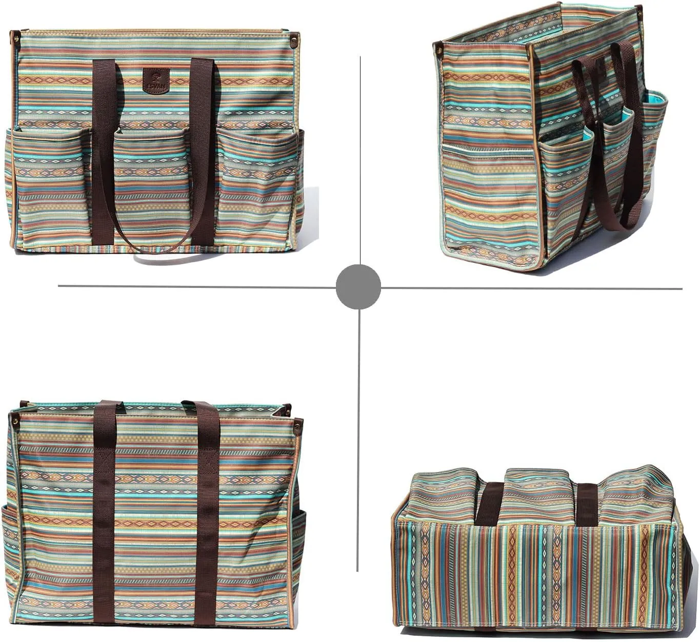 ESVAN Utility Tote Bag with Zip Top Waterproof Teacher Tote Bag for Teacher Work Women Beach