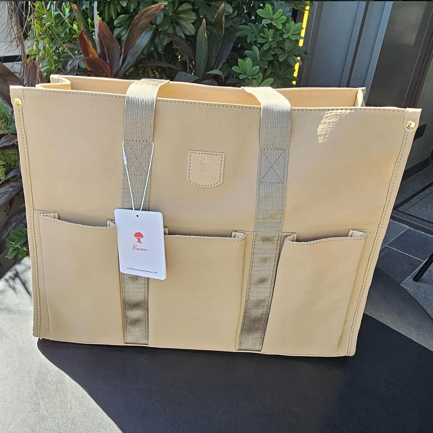 ESVAN Utility Tote Bag with Zip Top Waterproof Teacher Tote Bag for Teacher Work Women Beach