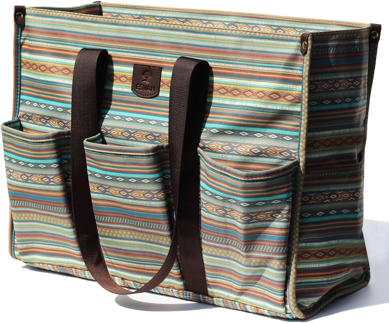 ESVAN Utility Tote Bag with Zip Top Waterproof Teacher Tote Bag for Teacher Work Women Beach