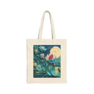 Ethereal Moonlit Lake Cotton Canvas Tote Bag