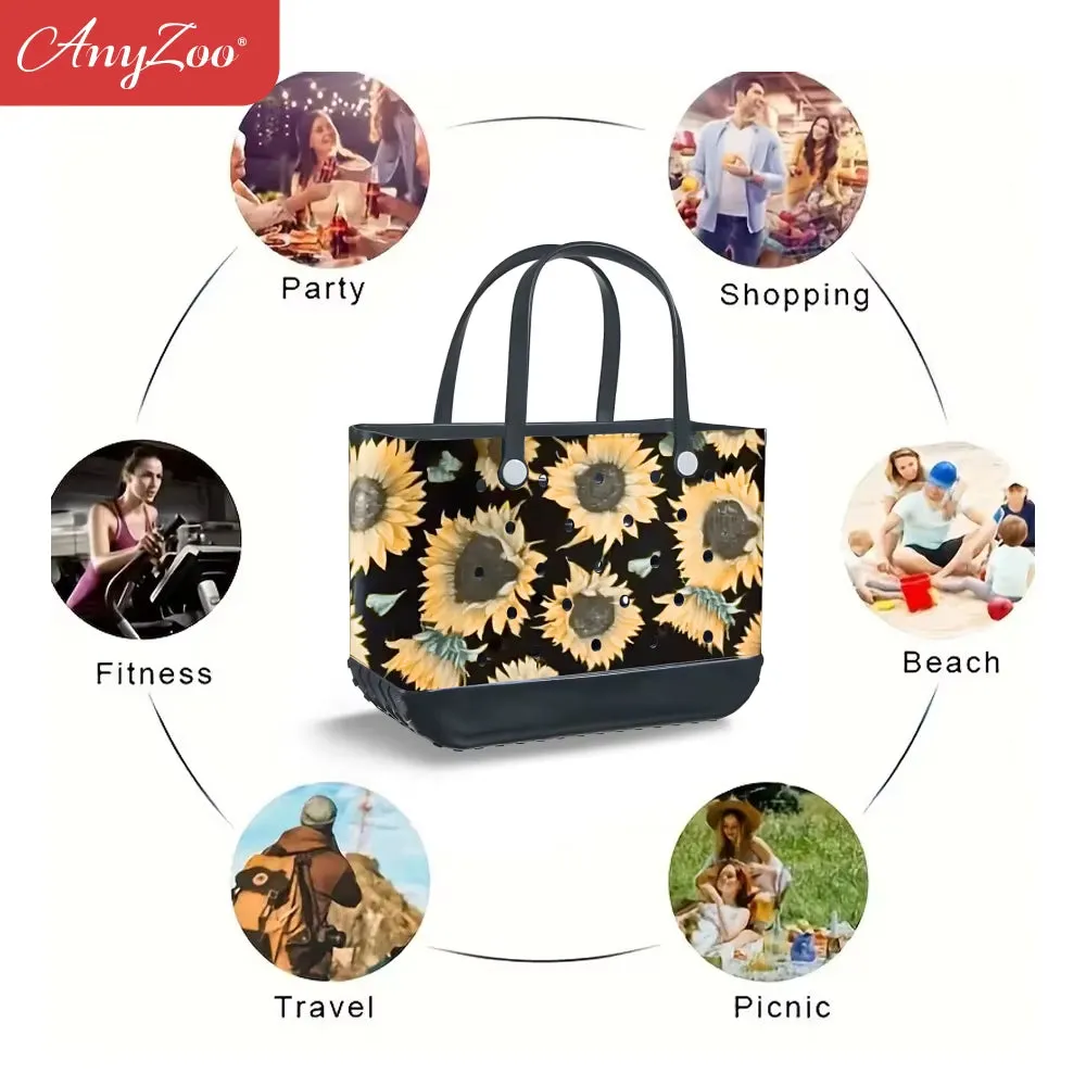 Eva Plastic Printed Tote Bag Waterproof Travel Handbag Women'S Beach Sports Bag Printed Handbag Family Bag Outdoor Beach Bag