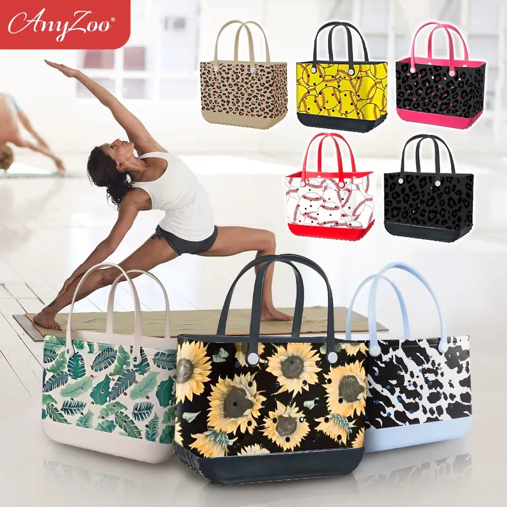 Eva Plastic Printed Tote Bag Waterproof Travel Handbag Women'S Beach Sports Bag Printed Handbag Family Bag Outdoor Beach Bag