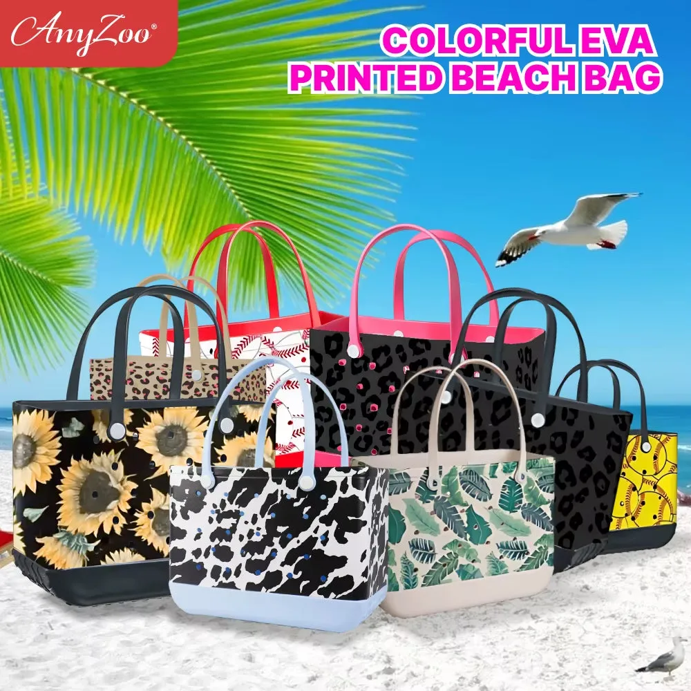 Eva Plastic Printed Tote Bag Waterproof Travel Handbag Women'S Beach Sports Bag Printed Handbag Family Bag Outdoor Beach Bag