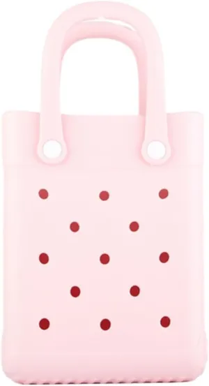 EVA Waterproof Mini Beach Tote, Bitty Rubber Travel Bags Sandproof X Small Size Handbag for Sports Gym Travel Market Outdoor