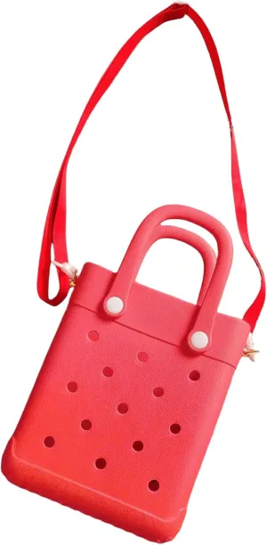 EVA Waterproof Mini Beach Tote, Bitty Rubber Travel Bags Sandproof X Small Size Handbag for Sports Gym Travel Market Outdoor