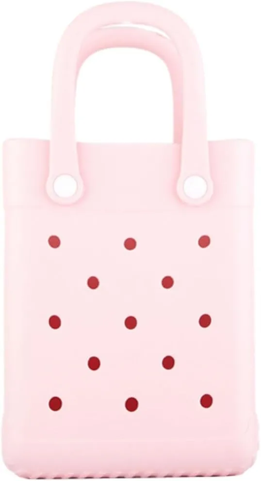 EVA Waterproof Mini Beach Tote, Bitty Rubber Travel Bags Sandproof X Small Size Handbag for Sports Gym Travel Market Outdoor