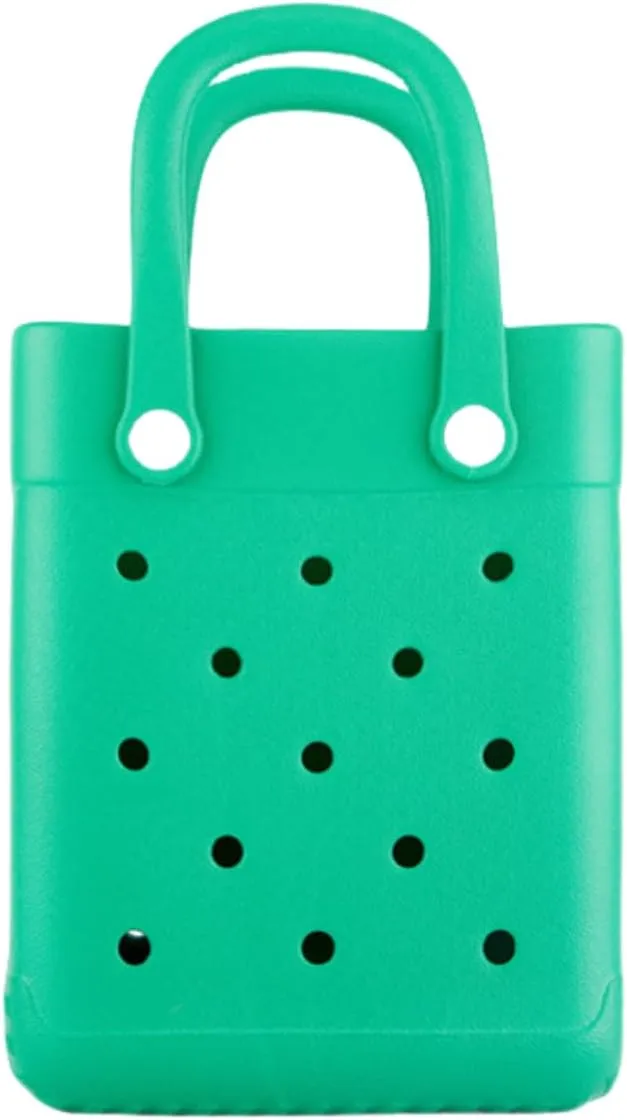 EVA Waterproof Mini Beach Tote, Bitty Rubber Travel Bags Sandproof X Small Size Handbag for Sports Gym Travel Market Outdoor