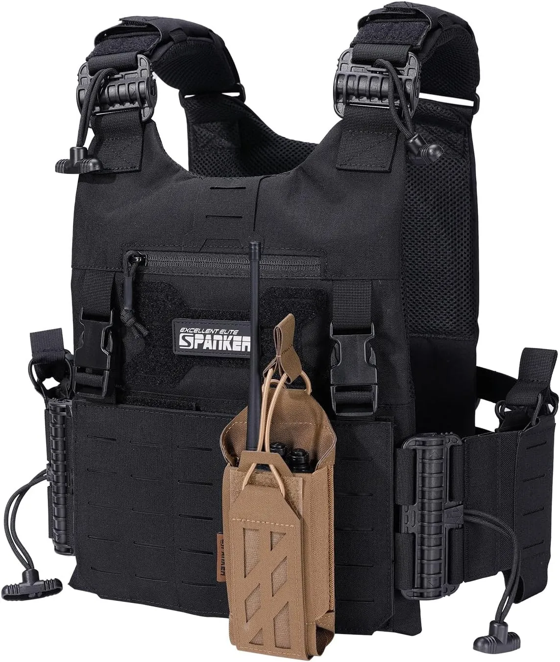 EXCELLENT ELITE SPANKER Tactical Universal Radio Holster Holder Molle Radio Pouch Adjustable for Duty Belt,Vest for Two Ways Walkie Talkie