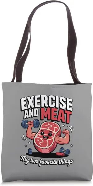 Exercise and Meat Gym Carnivore Diet Workout Fitness Ribeye Tote Bag