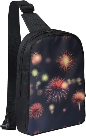 Explosion Firework 3d Crossbody Backpack Travel Hiking Daypack Small Chest Bag For Women Men Outdoor Sports, Black