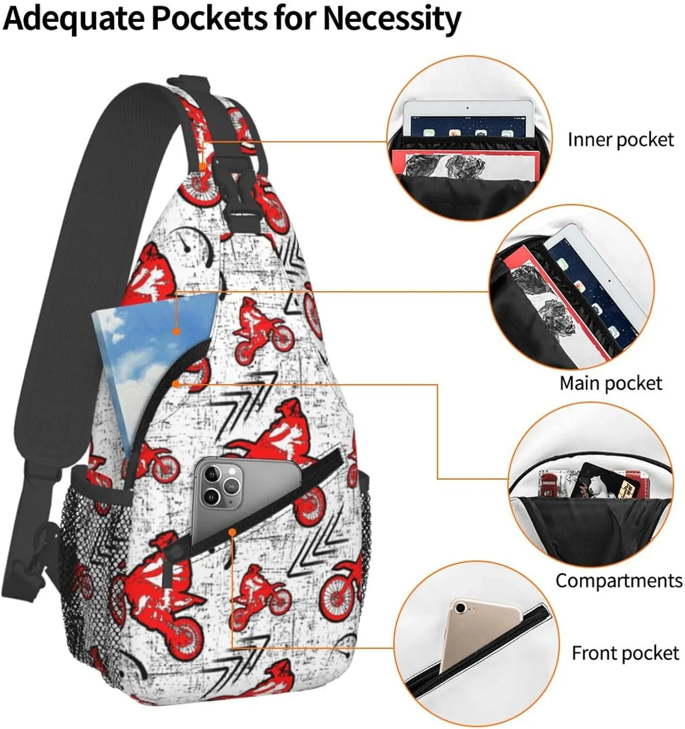 Extreme Auttern Motocross Chest Sling Bag Crossbody Shoulder Backpack Bag Gym Cycling Daypack Travel Hiking Cross Bag