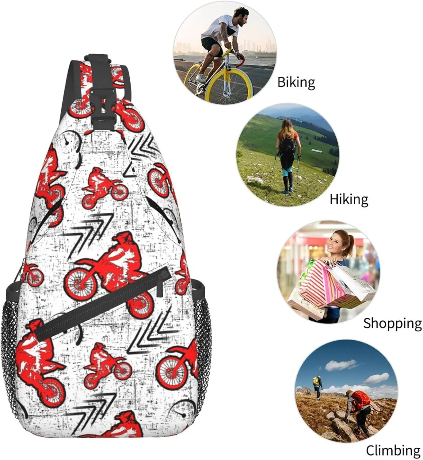 Extreme Auttern Motocross Chest Sling Bag Crossbody Shoulder Backpack Bag Gym Cycling Daypack Travel Hiking Cross Bag