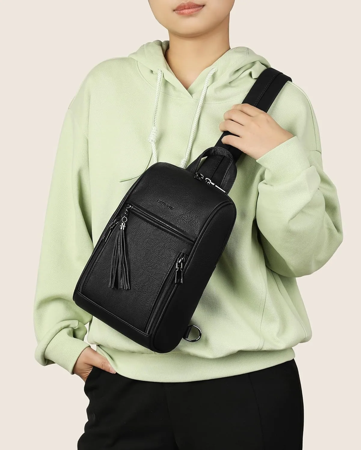 FADEON Sling Bag for Women Crossbody Purse Sling Bags, Designer Sling Purses Medium Travel Multi-Pocket Sling Backpack