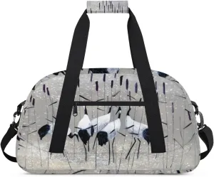 Fairy Crane Gym Duffel Bag for Men Women Reeds Sports Tote Bag with Adjustable Shoulder Strap for Dance Gymnastics Traveling Outdoor Camping Overnight Stay