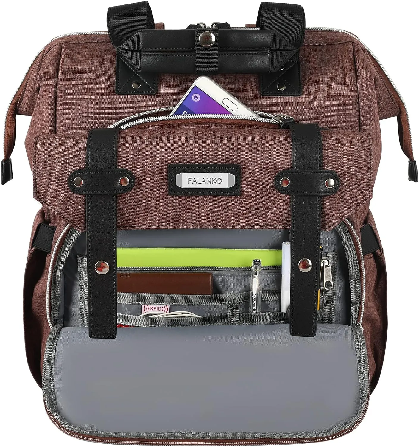 FALANKO Laptop Backpack for Women,Stylish Doctor Nurse Teacher Work Travel Backpack for 15.6 Inch Laptop with RFID Anti-theft USB Charging Port Water Resistant College Purse Business Computer Bookbag