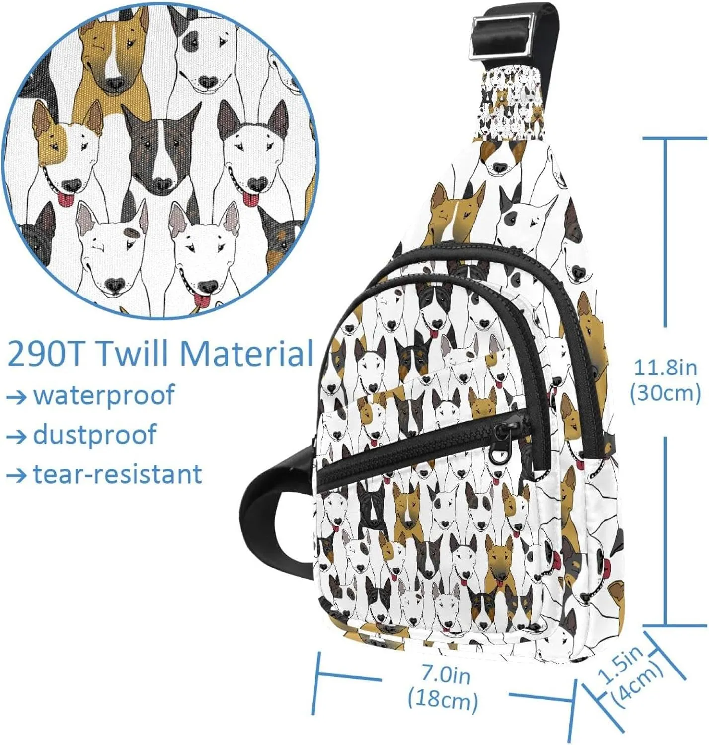Fanny Pack Cross Body Bag for Outdoors Hiking Traveling, Colorful Bull Dogs