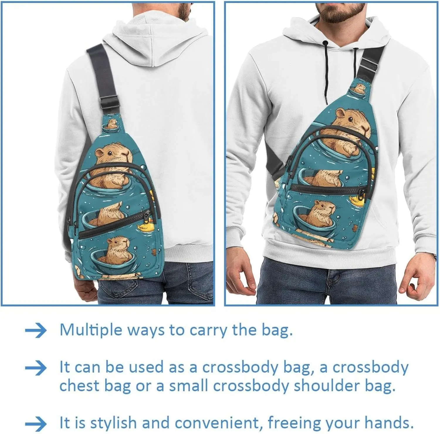 Fanny Pack Cross Body Bag for Outdoors Hiking Traveling, Guinea Pigs