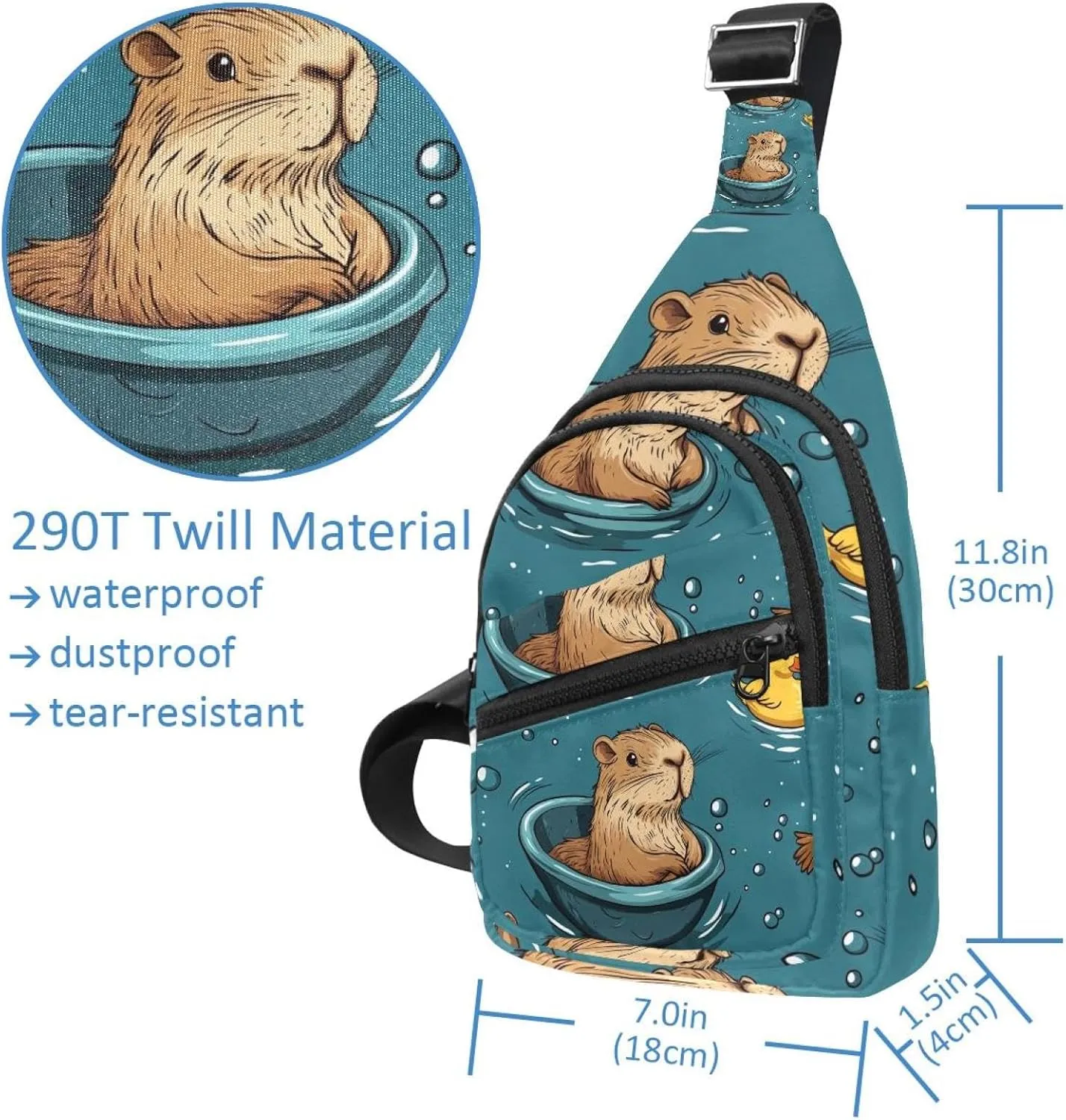 Fanny Pack Cross Body Bag for Outdoors Hiking Traveling, Guinea Pigs