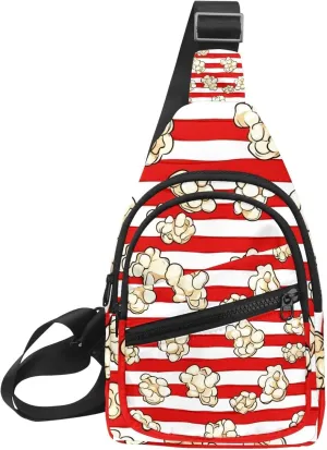 Fanny Pack Cross Body Bag for Outdoors Hiking Traveling, Popcorn
