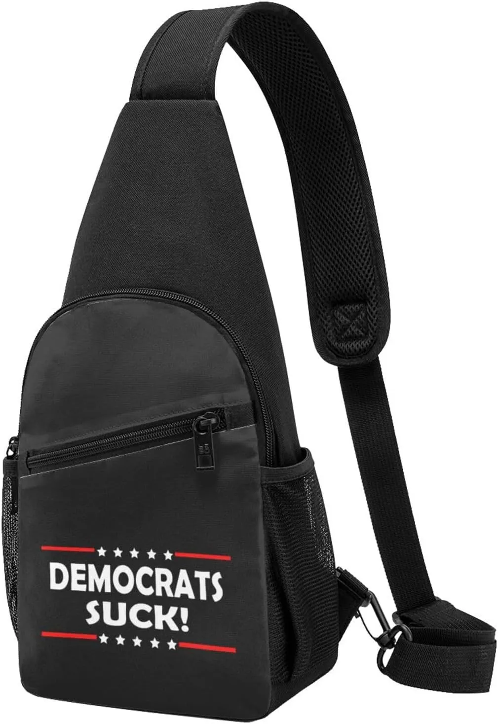 Fashion One-Shoulder Bag Democrats Suck Anti-Theft Crossbody Shoulder Chest Bag, Black