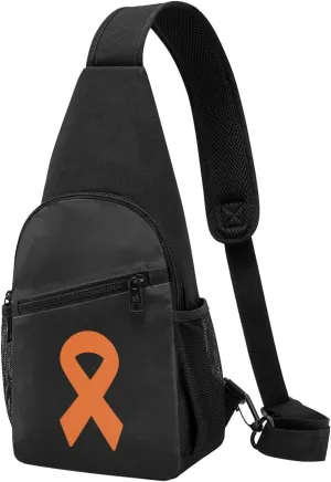 Fashion One-Shoulder Bag Leukemia Cancer Awareness Ribbon Anti-Theft Crossbody Shoulder Chest Bag, Black