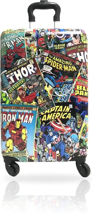 Fast Forward Marvel Comic Heroes Hard-Sided Tween Spinner Luggage, 20 Inches Carry-On Travel Trolley Marvel Suitcase for Kids