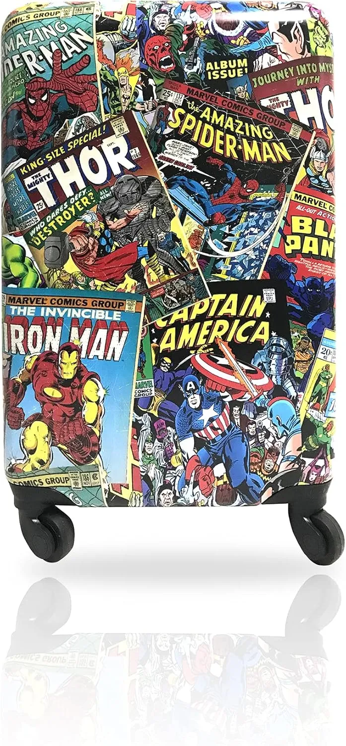 Fast Forward Marvel Comic Heroes Hard-Sided Tween Spinner Luggage, 20 Inches Carry-On Travel Trolley Marvel Suitcase for Kids