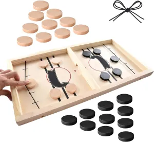 Fast Sling Puck Game for 2 Players, TMIYO Wooden Table Hockey Family Game for Kids or Adults, Super Foosball Slingshot Paced Winner Board Games Parent-Child Interaction Toy